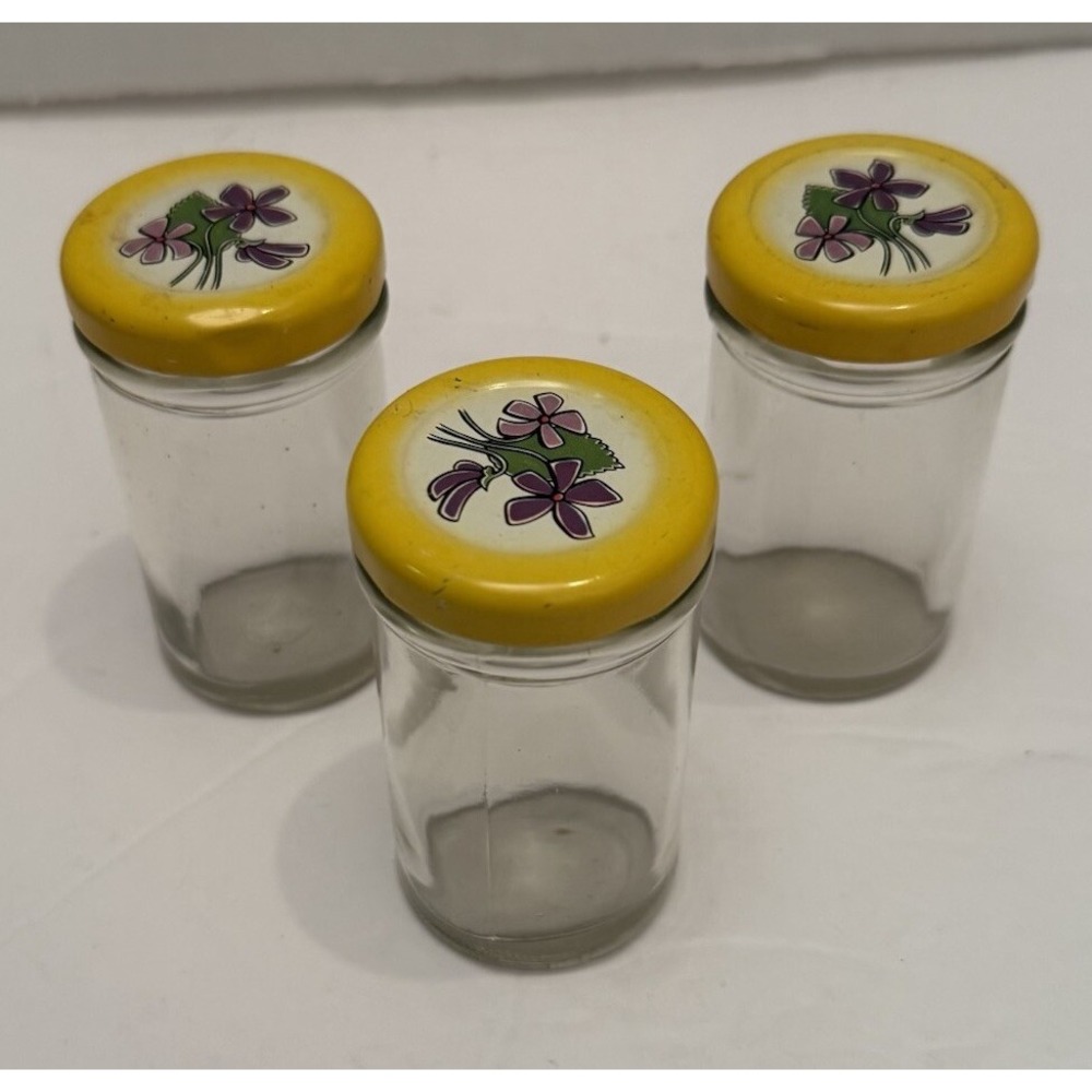 Vintage Hickory Farms Preserves 2.5 oz Ball Jar with Floral Lid